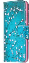 Blauw roze bloemen book case hoesje Samsung Galaxy A52