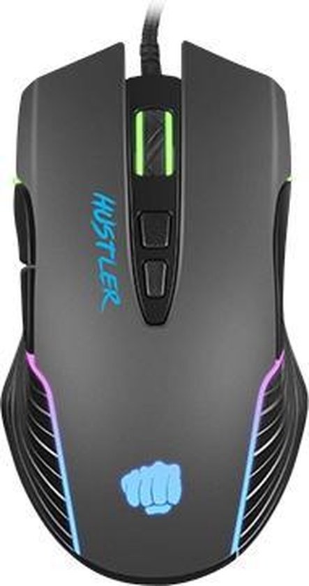 GAMING MUIS FURY HUSTLER 6400DPI RGB BACKLIT OPTISCH MET SOFTWARE ZWART