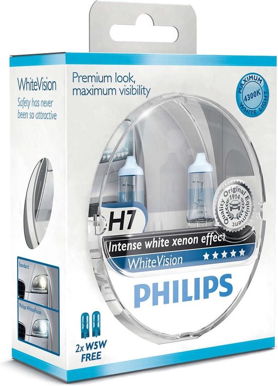 Philips White Vision H7 55W/12V Halogeen Lampen, set à 2 stuks | bol.com