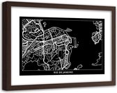 Foto in frame , Plattegrond Rio De Janeiro , 120x80cm , Zwart wit , wanddecoratie