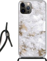 iPhone 12 Pro hoesje met koord - Gold Marble