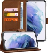 Samsung S21 Plus Hoesje - Samsung Galaxy S21 Plus Book Case Leer Wallet - Bruin