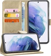 Samsung S21 Plus Hoesje - Samsung Galaxy S21 Plus Book Case Leer Wallet - Goud