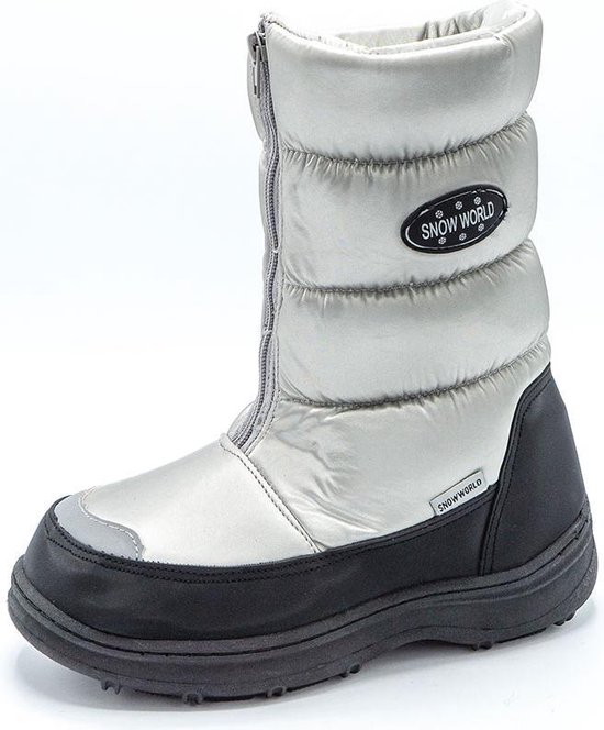 Snowworld Snowboots - Dames - Zilver/Zwart - Gevoerde laars - ritssluiting  voorop - | bol.com
