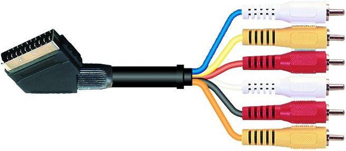 Kabel - Scart mannelijk - 6x RCA mannelijk - 1,5m