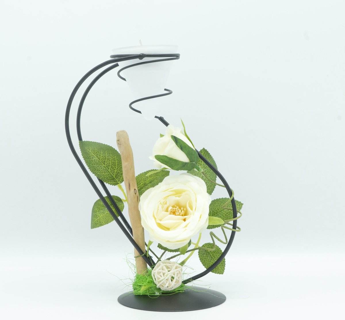 Photophore - Fleur artificielle - Photophore - Composition florale Wit -  Cadeau... | bol.