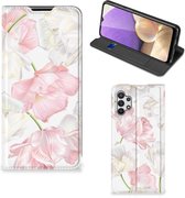 Stand Case Hoesje Cadeau voor Mama Geschikt voor Samsung Galaxy A32 5G Smart Cover Mooie Bloemen