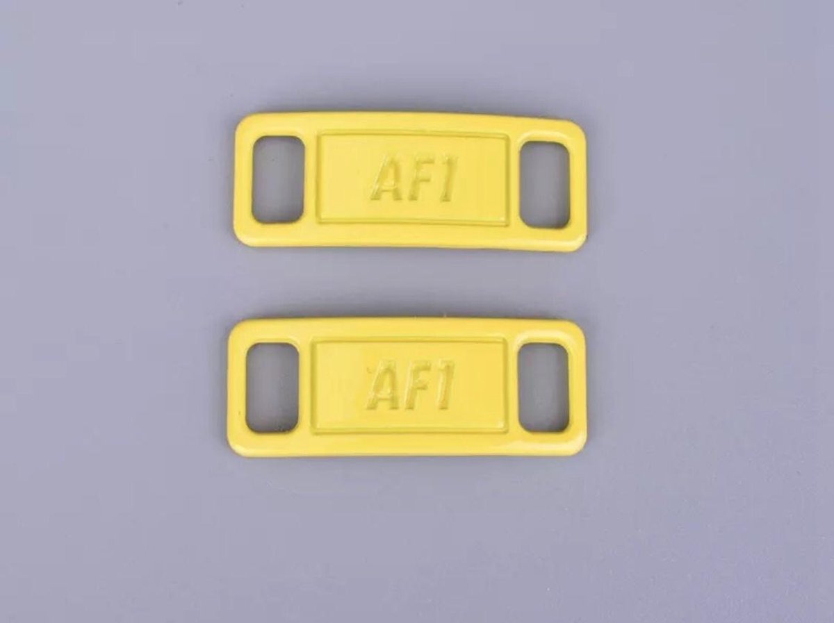 2x AF1 Geel / Yellow Sneaker Metalen Gesp - Metal Schoe Buckle Laces Lock Accessoires