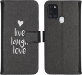 iMoshion Design Softcase Book Case Samsung Galaxy A21s hoesje - Live Laugh Love