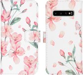 iMoshion Design Softcase Book Case Samsung Galaxy S10 hoesje - Blossom Watercolor White