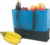 Blauwe grote boodschappentassen van 38 x 29 x 10 cm - Draagtassen/Strandtassen
