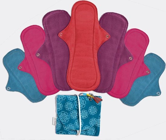 Eco Femme Full Cycle Kit (wasbaar maandverband startset voor je menstruatie) - donker - duurzaam - herbruikbaar - zonder plastic