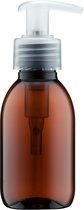 Lege plastic Fles 125 ml PET Amber bruin - met transparante pomp - set van 10 stuks - navulbaar - Leeg
