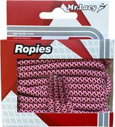 Mr Lacy schoenveters Rond- Ropies Rood/wit 130cm lang 5,5mm breed extra sterk