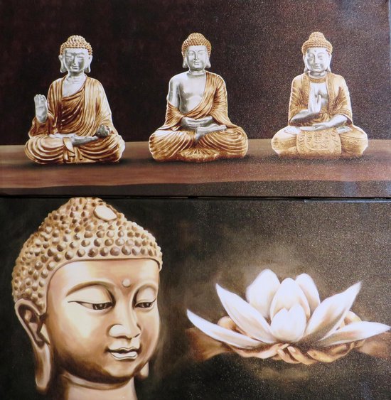 Boeddha tweeluik schilderij canvas set van 2. bol.com