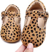 Supercute leren kinderschoenen bruin met zwarte stipjes dierenprint 18 tot 24 maanden maat 22/24