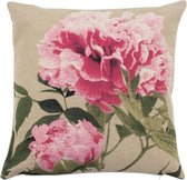 Sierkussen - Gobelin Roos B - Roze En Beige - 45 Cm X 45 Cm