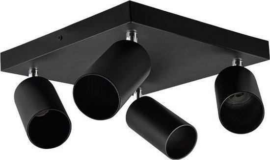Moderne plafond spot vierkant | opbouw | zwart | 4 x GU10 fitting | bol.com
