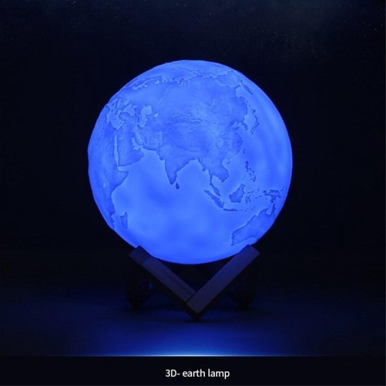 Huned | Earthlight | Aardbol | Nacht Lamp | Wereldbol | 15cm lamp | RGB |  LED touch |... | bol.com