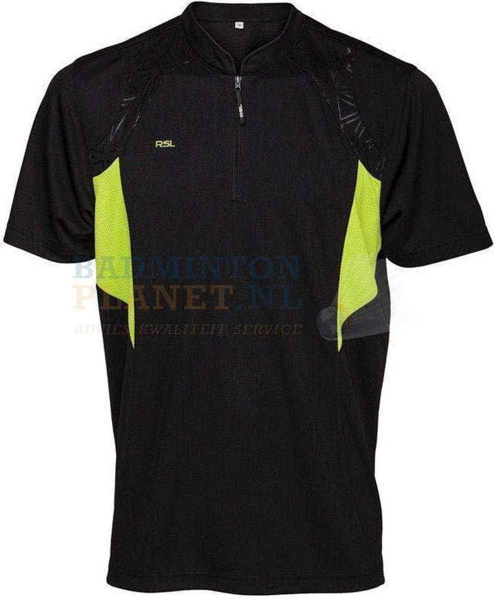 RSL T-shirt Badminton Tennis Zwart/Geel maat XS