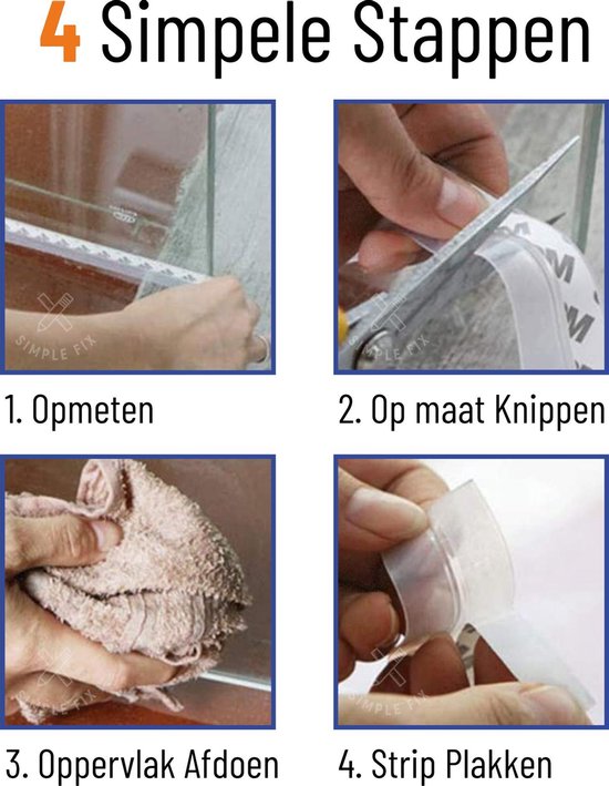 Simple Fix Tochtstrip Deuren - 5m x 2,5cm - Transparant - Tochtstopper voor Deur en Raam - Zelfklevende 3M-plaklaag - Isolerend - Tochtband