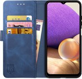 Rosso Element Book Case Wallet Hoesje Geschikt voor Samsung Galaxy A32 5G | Portemonnee | 3 Pasjes | Magneetsluiting | Stand Functie | Blauw