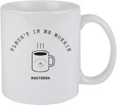 Pleur't in me mokkie Rustaagh mok - kop - beker - koffie/thee - hoogglans wit- 295 ml - grappig - herkenbaar