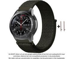 Cargo Groen / Donker groen Nylon Bandje geschikt voor 20mm Smartwatches (zie compatibele modellen) van Samsung, Pebble, Garmin, Huawei, Moto, Ticwatch, Seiko, Citizen en Q – Maat: zie maatfoto – 20 mm dark green nylon smartwatch strap
