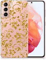 Telefoonhoesje Samsung Galaxy S21 Back Cover Siliconen Hoesje Gouden Bloemen
