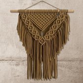 Macramé Wandkleed Oker / Beige  - Muurdecoratie - Katoen - 50 bij 65 cm - Poefenzo