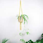 Plantenhanger - 80 cm - Katoen - Mosterd - Plantenpot - Hangpot - Hangende bloempot - Plantenhanger macrame - Plantenhanger binnen - Hangpotten - Plantenhangers