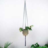 Plantenhanger - 115 cm - Katoen - Grijs - Plantenpot - Hangpot - Hangende bloempot - Plantenhanger macrame - Plantenhanger binnen - Hangpotten - Plantenhangers