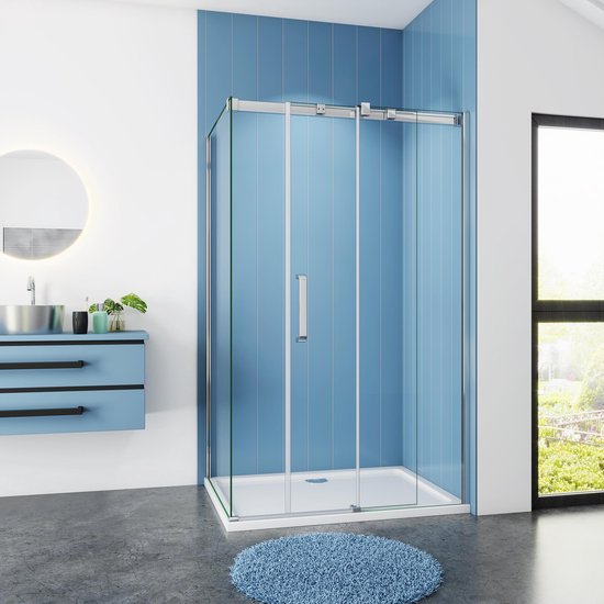 Douchecabine Rechthoek Ivy 120x90x200 Schuifdeur 8mm Helder Glas Chroom