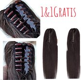 Ponytail 18"&1GRATIS #1 zwart Paardenstaart met klem