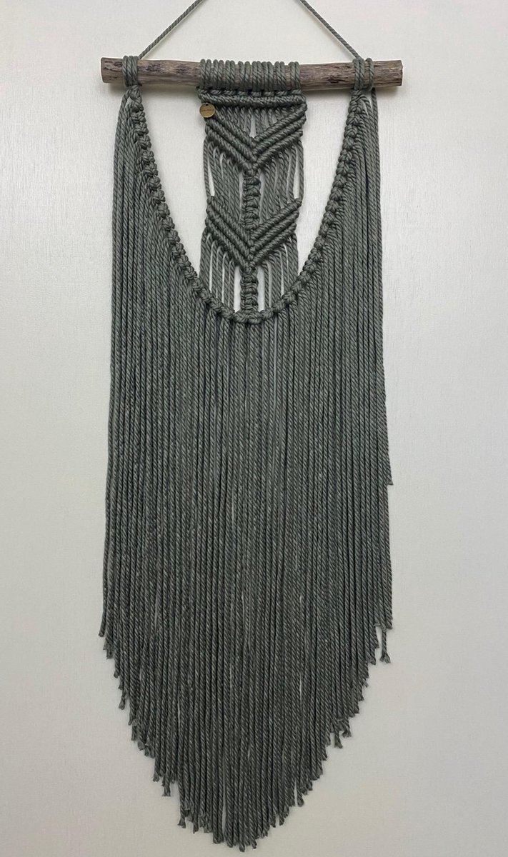 Macrame wandkleed Meyan, muur decoratie , macrame knopen, muur hanger - 159 - mint groen