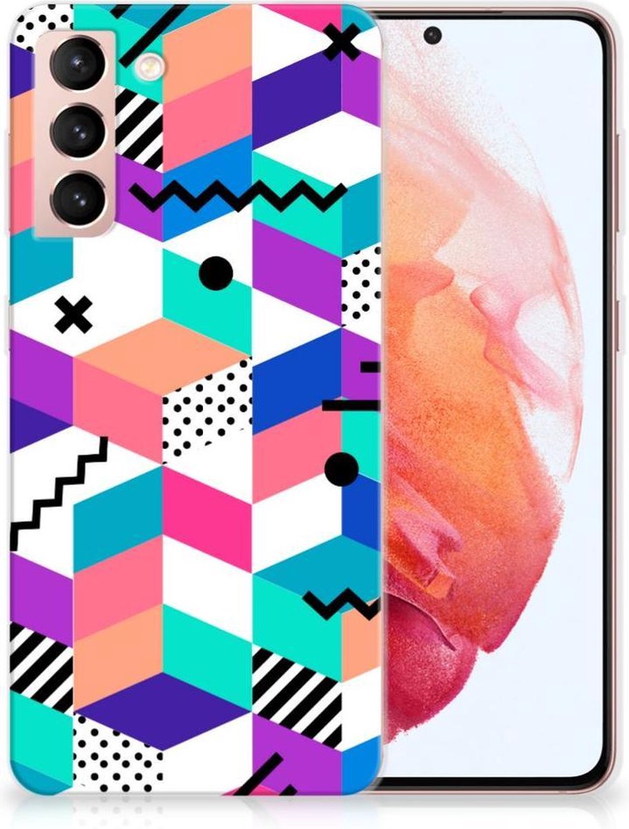 Samsung Galaxy S21 TPU Hoesje Blokken Kleurrijk