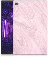 Cover Case Lenovo Tab M10 Plus Tablet Hoes Marble Pink met doorzichte zijkanten