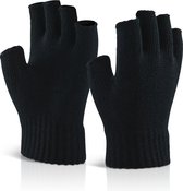 Senvi Classic Vingerloze Handschoenen met Geribbelde Manchetten - Zwart - L/XL