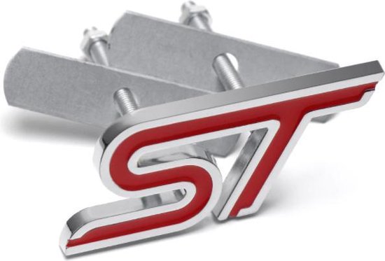 Ford ST | grill embleem logo | metaal rood chrome | voorkant voorzijde |  auto accessoires | bol