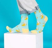 Sokken heren blauw - print banaan- 40-45