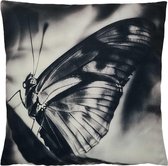 Decolenti | Vlinder Sierkussenhoes | Butterfly Silhouette Kussen | Zwart | Wit | Wasbaar | Decoratie | 45cm x 45cm