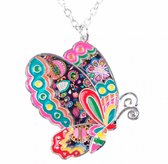 Vlinder ketting- gekleurd- emaille- collier- Charme Bijoux