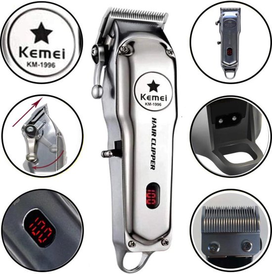 Kemei KM-1996 Metalen elektrische tondeuse Kapper Professionele oplaadbare haartrimmer