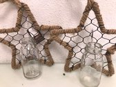 Ophangbare sterren set met glazen potje - 2 stuks