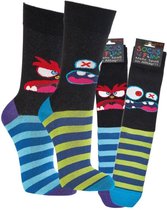 Socks4Fun – 2 paar -  vrolijke sok – monster motief – 78% katoen - maat 36/41