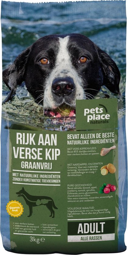 Pets Place Naturals Adult Graanvrij - Hondenvoer - Kip&Aardappel - 3 kg bol.com
