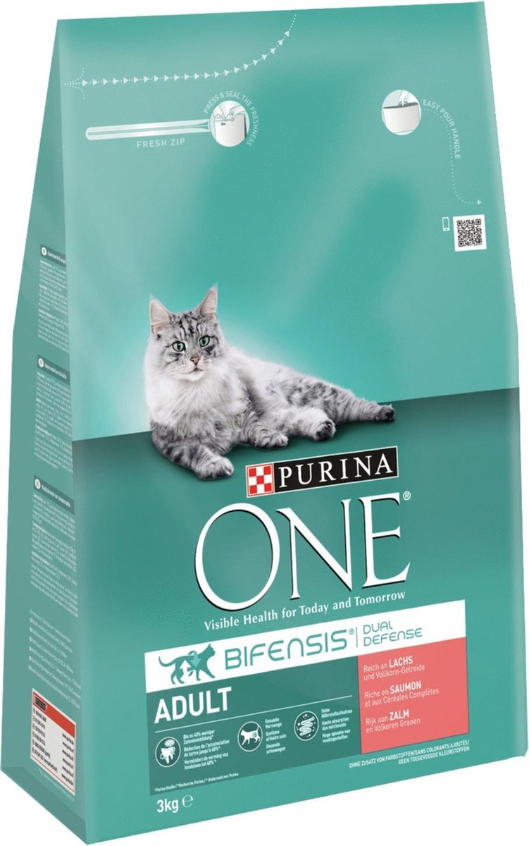 Purina ONE Adult - Kattenvoer Zalm & Volkoren Granen - 3 kg