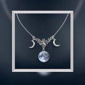 Maanketting - Glas - Zilverkleurig - ParaTotaal - Pagan - Witch -   Valentijn - Heks