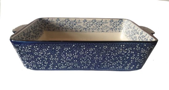 Supervintage | mooie ovenschaal van keramiek in het blauw met kleine  bloemetjes 12 x 20 cm | bol.com