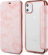 Apple iPhone 12 Flip cover - Roze - Marmer - Folio